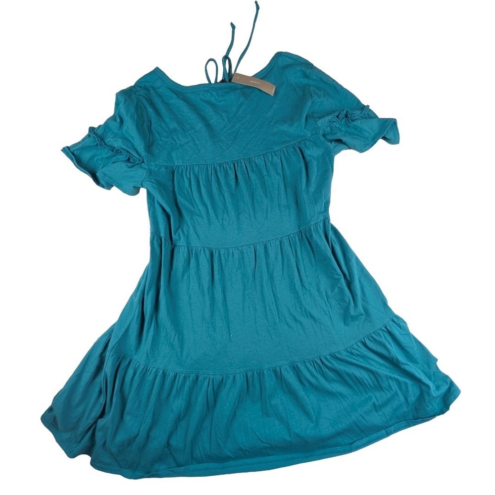 J. Crew Broken-in Jersey Tiered Mini Dress Deep Patina Green Size Small NWT - Picture 3 of 5